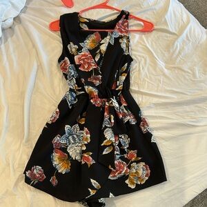 Black floral romper